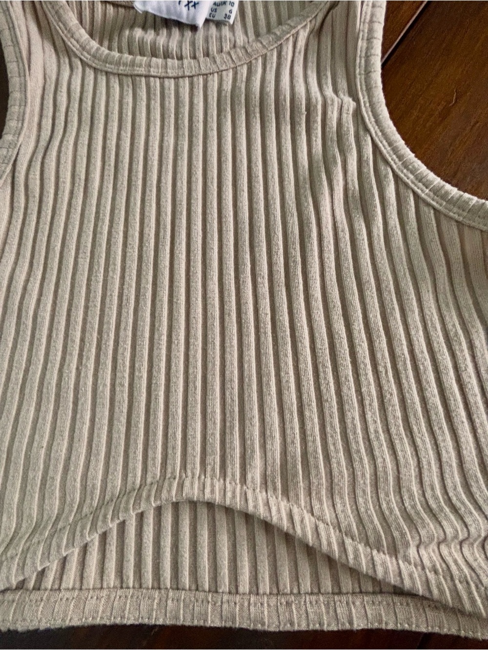 Princess Polly Ribbed Crop Tank in Taupe Beige SZ 6  Minimalist Basic - Picture 4 of 5